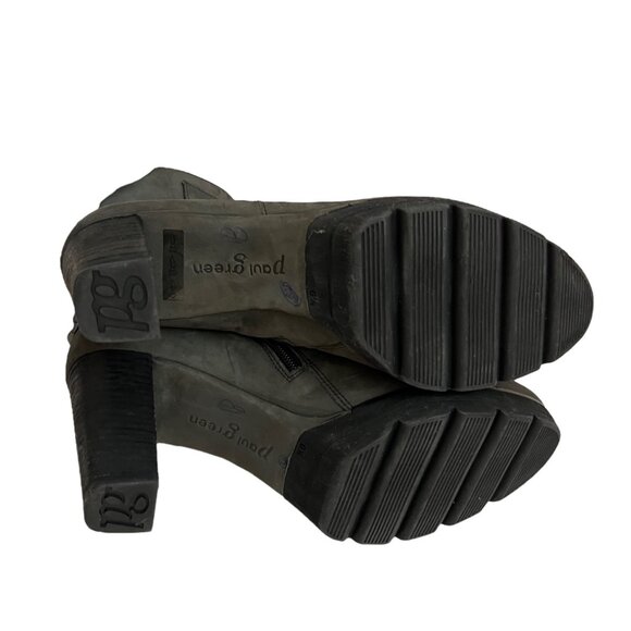 Paul Green Mushroom Gray Lug Sole Quiet Luxury Heeled Ankle‎ Boots 9 - Picture 7 of 9